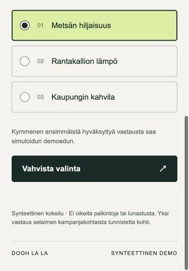 Havu-demon kolme vaihtoehtoa; Metsän hiljaisuus on valittu.